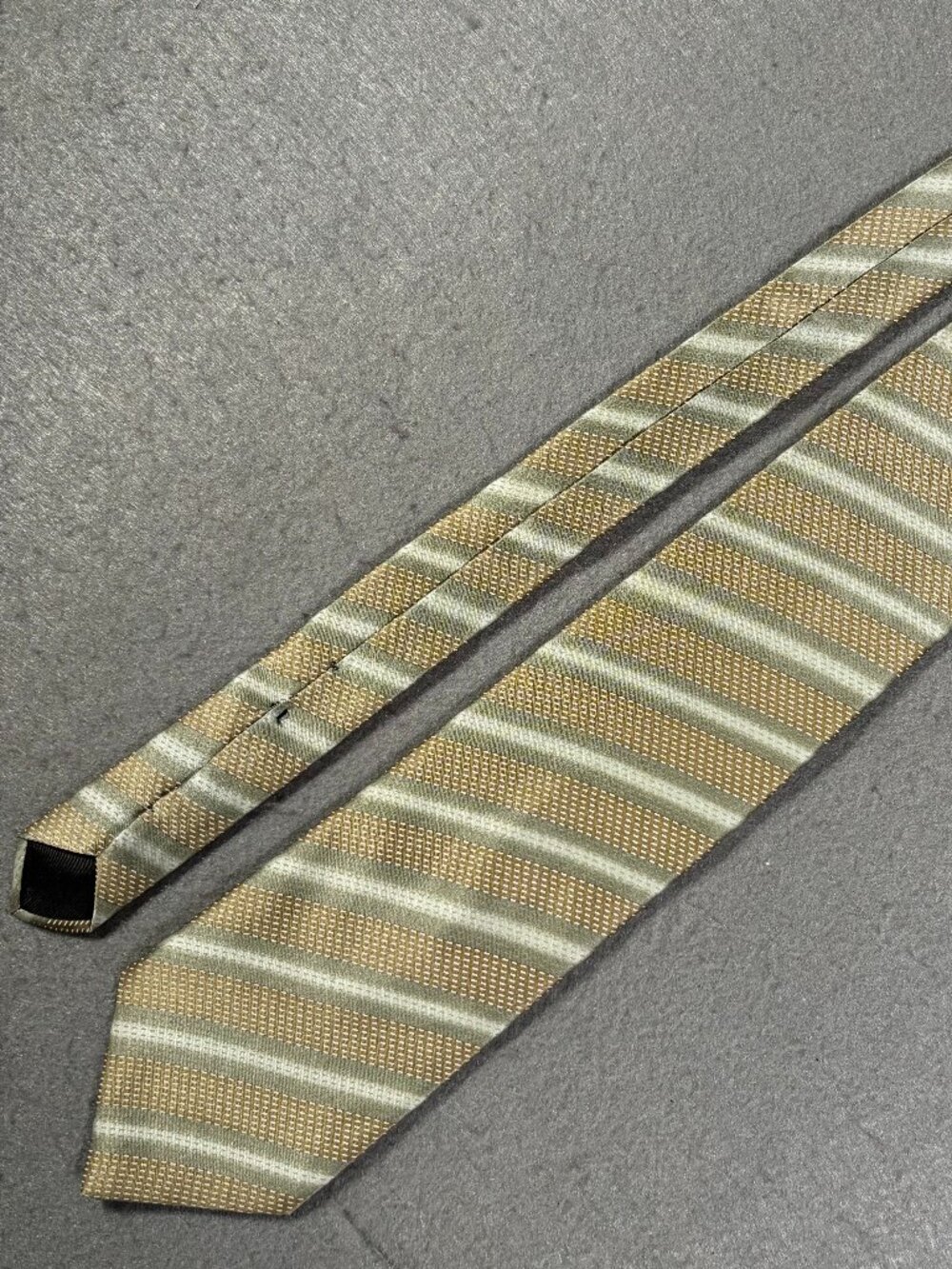 Lanvin Paris Men's Tie Made in France Beige Tan Striped Designer 3.5"